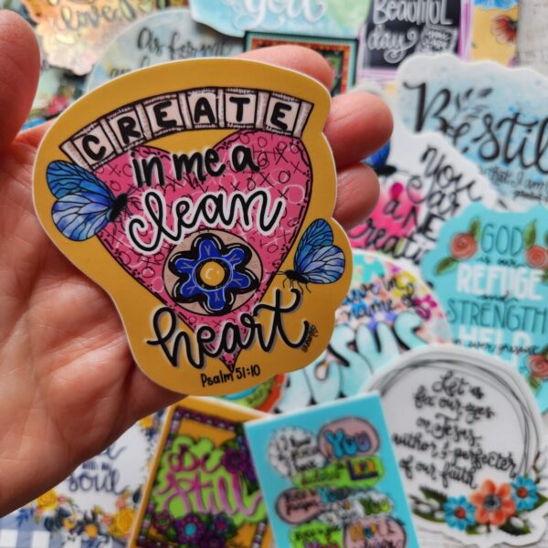 Create in Me a Clean Heart, Ps 51:10, Bible Verse Vinyl Sticker - Image 5