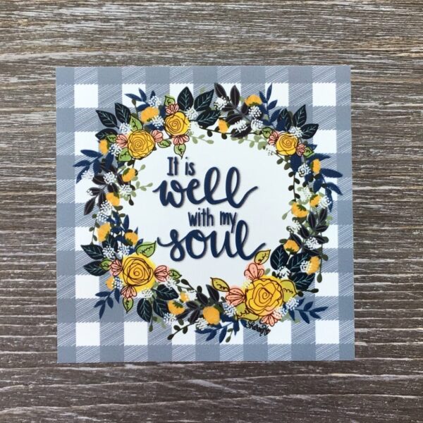 It is Well with My Soul, Floral Wreath Vinyl Magnet