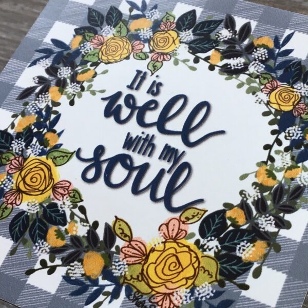 It is Well with My Soul, Floral Wreath Vinyl Magnet - Image 2